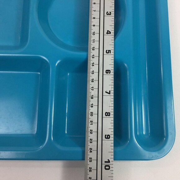 Vintage Blue & Green Melamine Cafeteria Trays Set Of 4 Divided Compartments BBQ - Picture 5 of 7